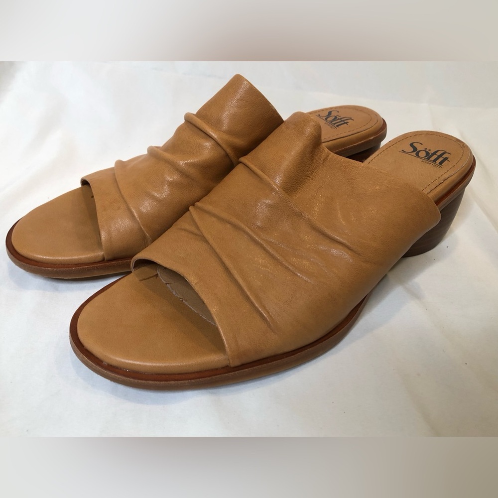 Softt Women’s Christie Caramel Wedge Leather Slip On Shoes - Size 11